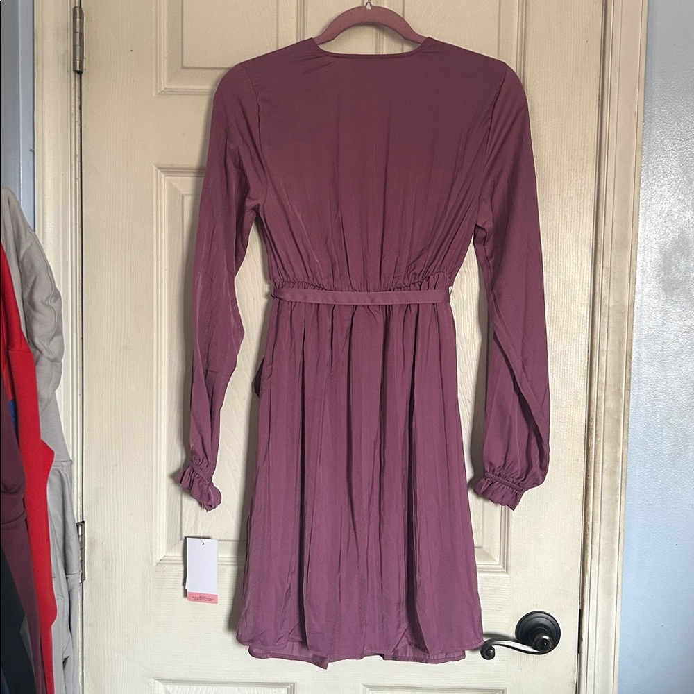 NWT Motherhood maternity grape nectar woven wrap mini dress size small - Picture 4 of 7